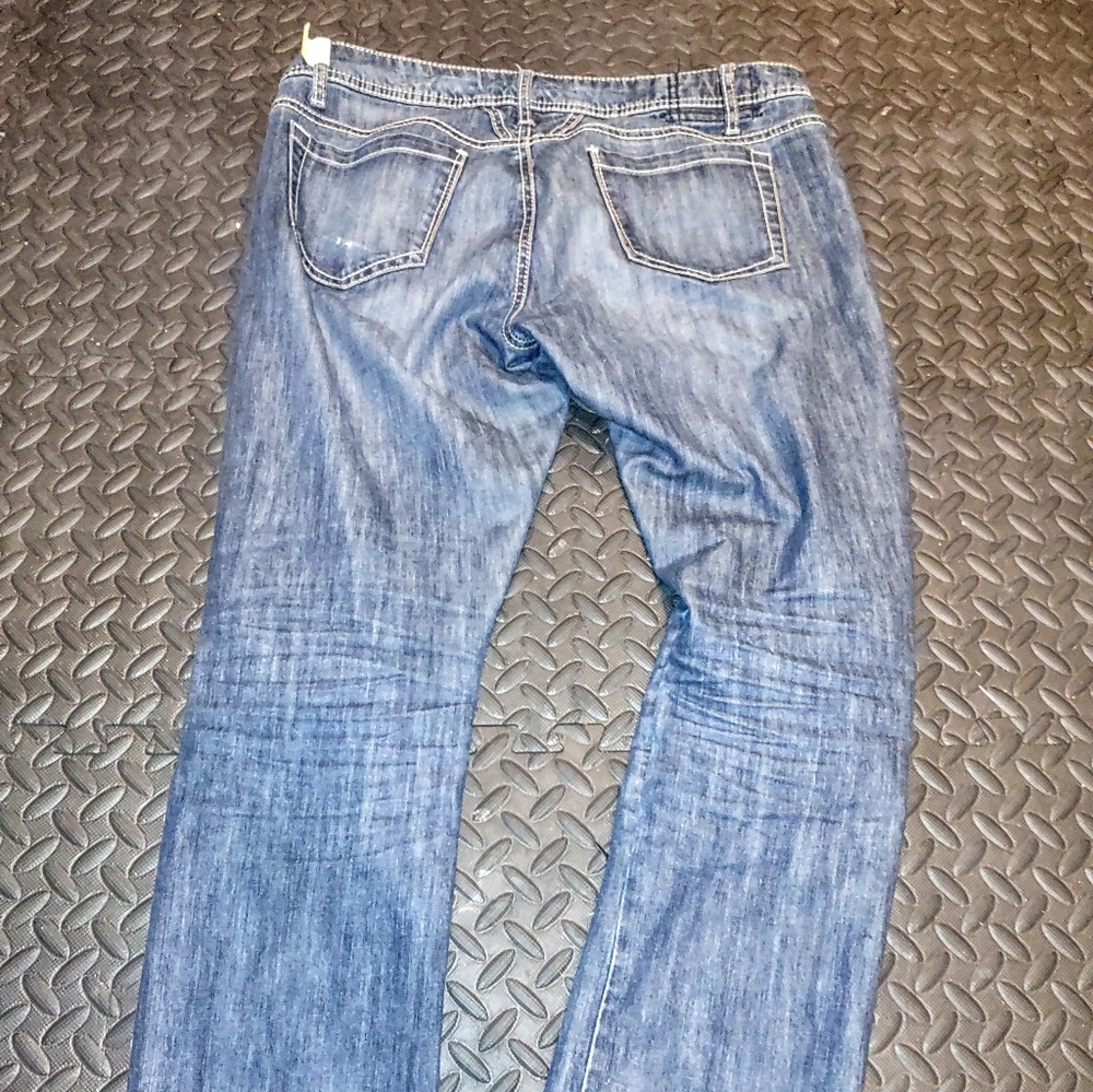 Rare slim straight GIRBAUD jeans, distressed custom goatskin knee covers. 31/32 - Picture 5 of 8
